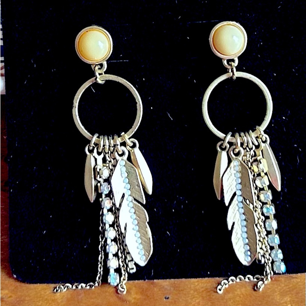 Spartina 449 Gold and Feather Dangle Earrings